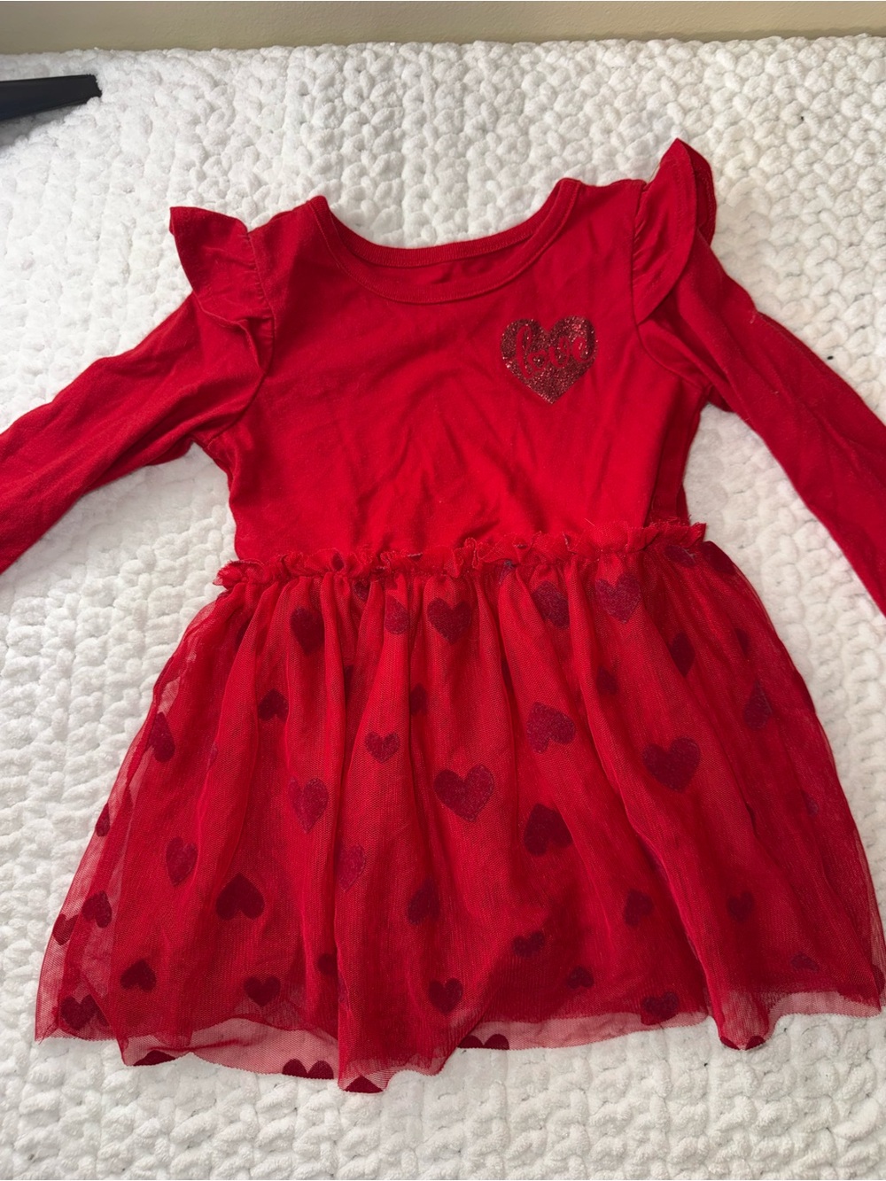 Girls' Red Heart Tulle Dress Top